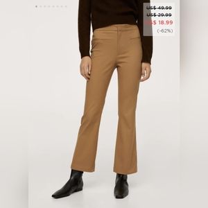 NWT Mango Camel Brown Flare Crop Pants Size 2